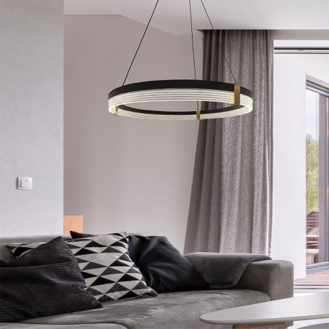 Lampa wisząca Plum Triangle 60 cm czarno-transparentna LED CCT Light Prestige