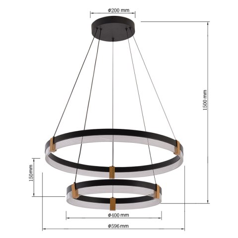 Lampa wisząca Plum 60 cm 40 cm czarno-transparentna LED CCT Light Prestige