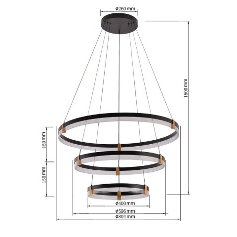 Lampa wisząca Plum 80 cm 60 cm 40 cm czarno-transparentna LED CCT Light Prestige