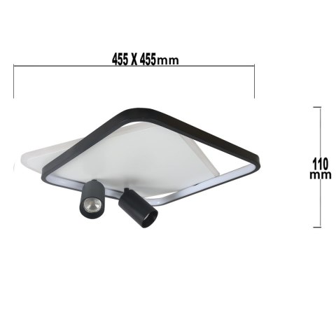 Light Prestige Plafon Parma 2 kwadratowy czarny 2xGU10 LED CCT