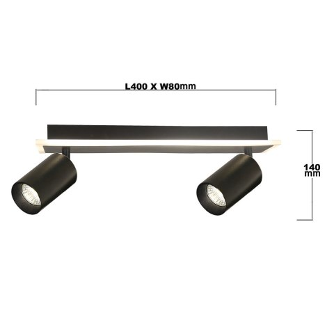 Spot Parma 2 czarny 2xGU10 LED CCT Light Prestige