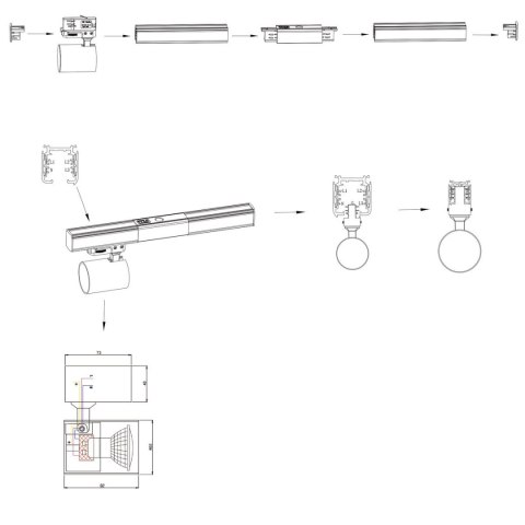 Snow SET 3F 4xGU10 czarny LP-737 BK SET 3F Light Prestige