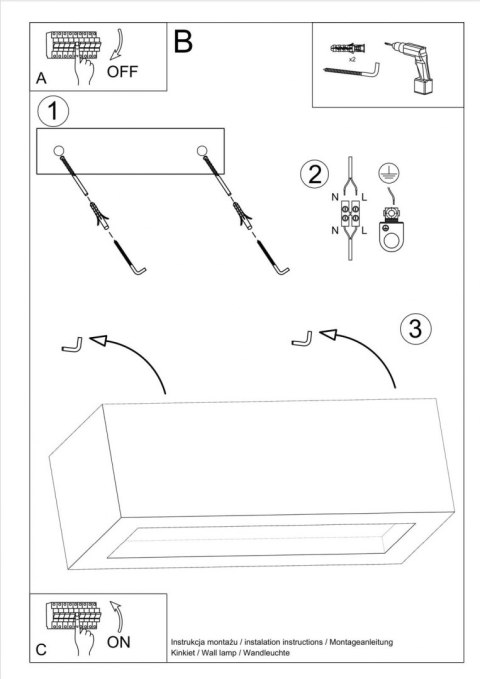Sollux Lampa Kinkiet VEGA 30 beton