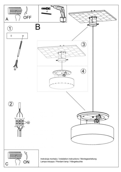 Sollux ARENA 45 szara – lampa wisząca E27 45 cm