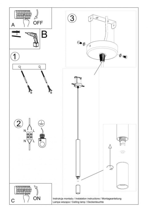 Sollux Lampa wisząca nad Stół Zwis Żyrandol TUBA LED LOFT WEZYR 1 biała