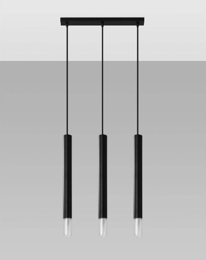 Sollux Lampa wisząca nad Stół Zwis Żyrandol TUBA LED  LOFT WEZYR 3 czarna