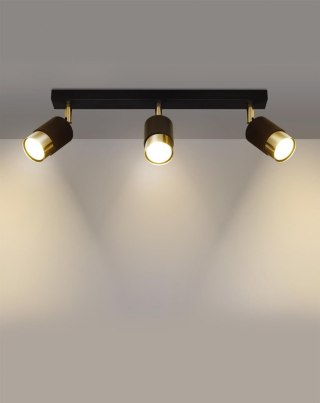 Sollux Lighting Plafon NERO 3 czarny/złoty