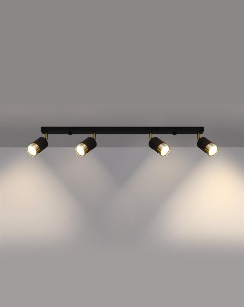 Sollux Lampa Plafon NERO 4 czarny/złoty