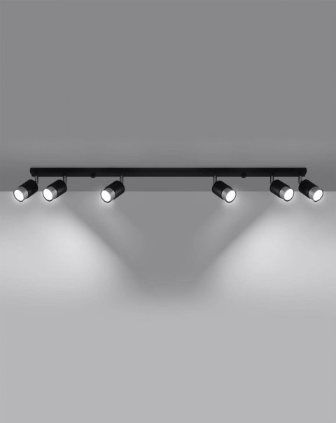 Sollux Lampa Plafon NERO 6 czarny/chrom