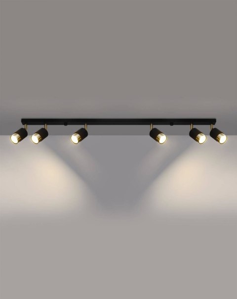 Sollux Lampa Plafon NERO 6 czarny/złoty