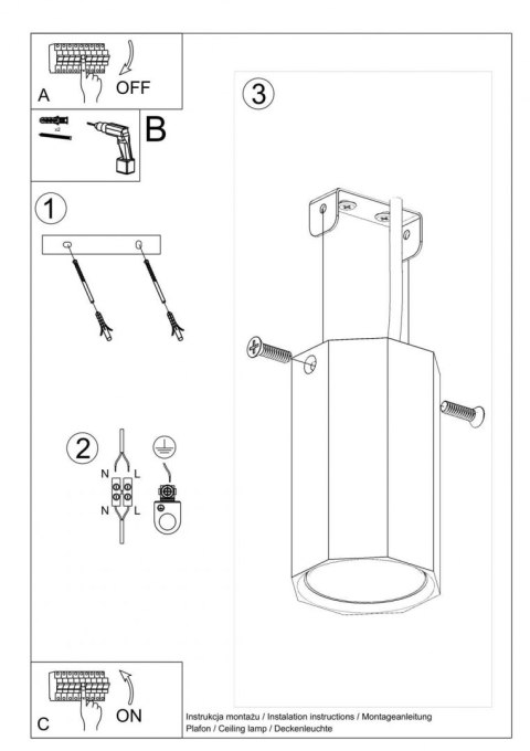 Sollux Lampa Plafon ZEKE 10 dąb