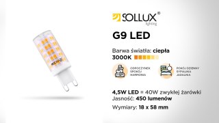 Sollux Żarówka LED G9 3000K 4,5W 450lm