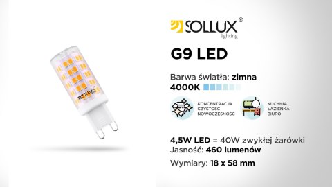 Sollux Żarówka LED G9 4000K 4,5W 460lm