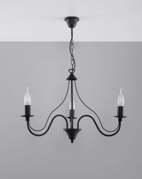 Sollux Lampa Żyrandol MINERWA 3 czarny