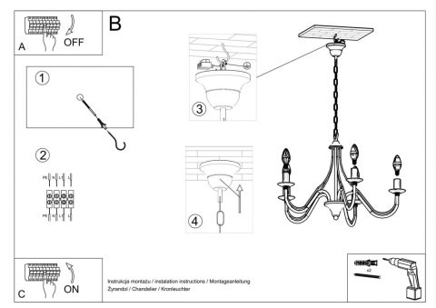 Sollux Lampa Żyrandol MINERWA 5 biały