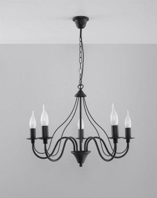 Sollux Lampa Żyrandol MINERWA 5 czarny