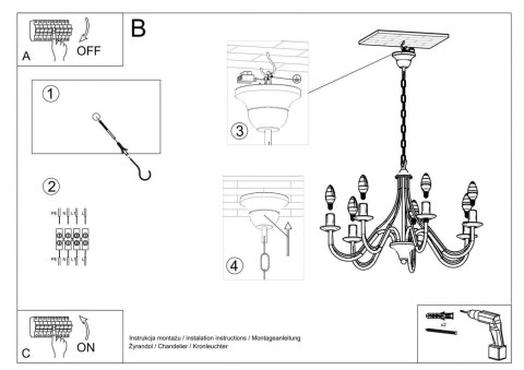 Sollux Lampa Żyrandol MINERWA 5 czarny