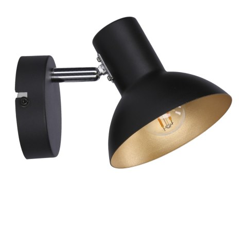 Lampa ścienna kinkiet 1X40W E27 czarny + złoty metal DISO 91-63410