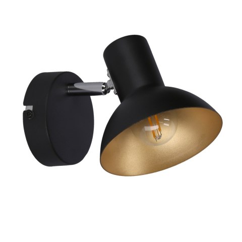 Lampa ścienna kinkiet 1X40W E27 czarny + złoty metal DISO 91-63410