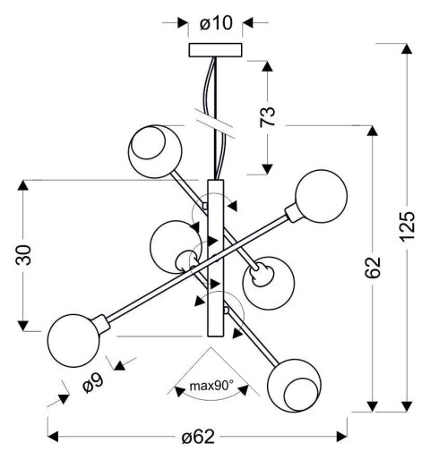 Lampa wisząca 6xE14 62cm Migo LED satyna 36-72528