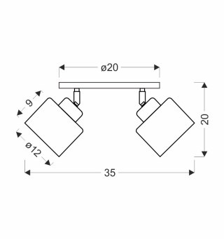 Lampa sufitowa czarna/chrom talerz 2xE27 Wama 98-00439