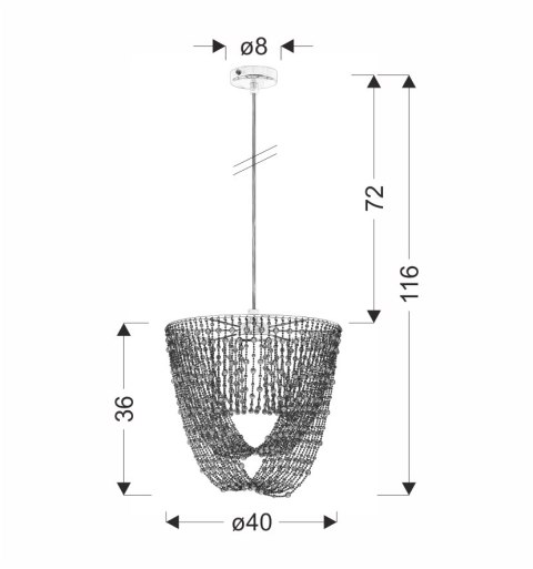 Elba lampa wisząca 1x60w e27 Abażur chromowy