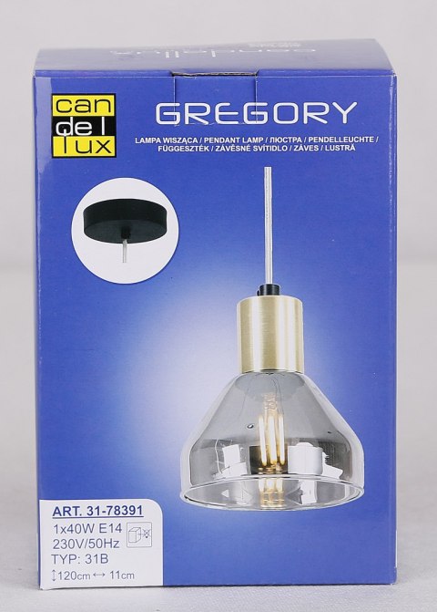 Lampa wisząca złota 1xE14 Gregory 31-78391