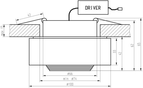 Oprawa stropowa LED 3W okrągła bezbarwna szklana SS-33 Candellux 2228815