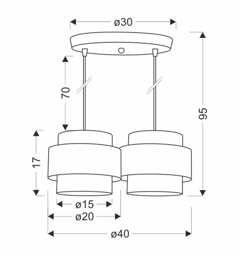 Juta lampa wisząca biały talerz 2x40w e27 abażur biały+beżowy