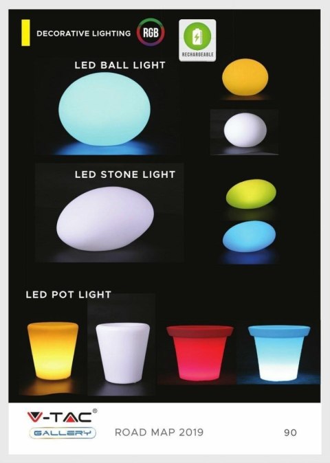 Oprawa Ogrodowa V-TAC LED Donica Pojemnik 28cm Ładowanie Pilot VT-7805 RGBW 18lm