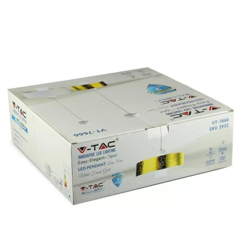 Oprawa Zwieszana LED V-TAC 7W (Akryl) Złoty 340x190mm VT-7666-G 3000K 400lm 3 Lata Gwarancji