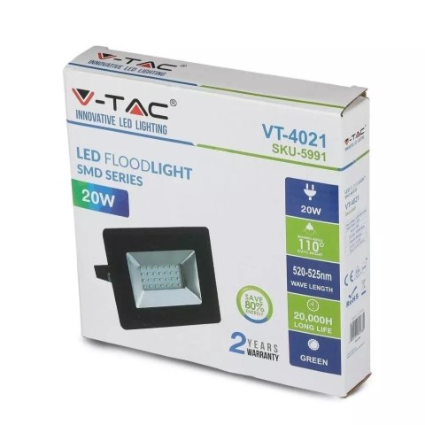 Projektor LED V-TAC 20W SMD E-Series Czarny VT-4021-G Kolor Zielony