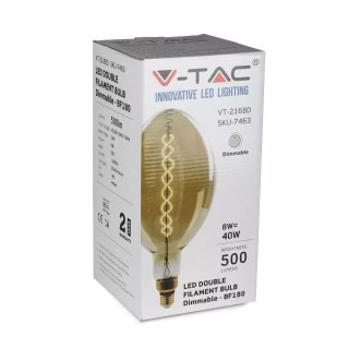 Żarówka LED V-TAC 8W Filament E27 BF180 Bursztyn Ściemnialna VT-2168D 2000K 500lm