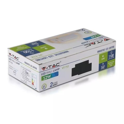 Kinkiet Ścienny V-TAC 12W LED Czarny VT-712 4000K 1100lm