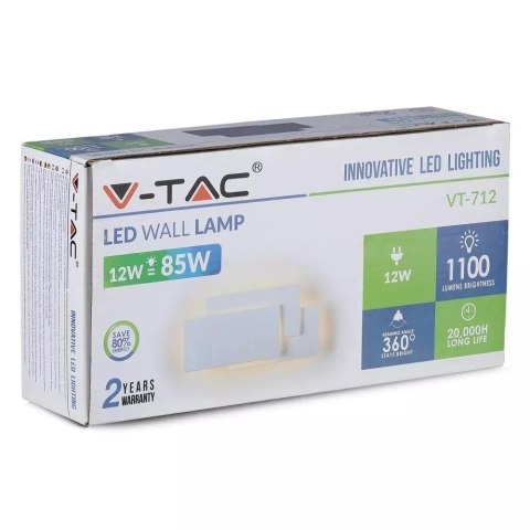 Kinkiet Ścienny V-TAC 12W LED Szary VT-712 3000K 1100lm