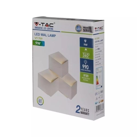Kinkiet Ścienny V-TAC 9W LED Biały VT-709 4000K 990lm