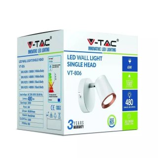 Kinkiet V-TAC 6W LED Biały VT-806 3000K 480lm