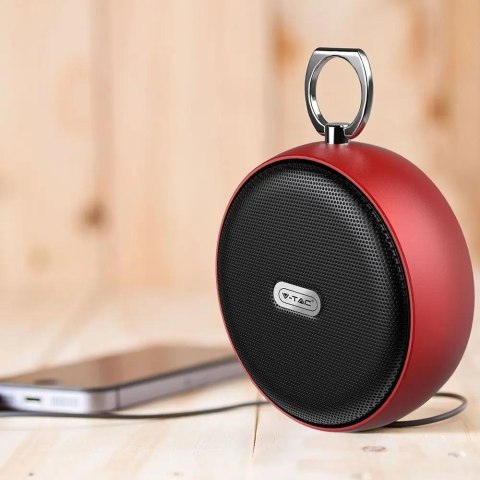 Przenośny Głośnik Bluetooth Micro USB Wysokiej jakości przewód 800mAh Czerwony V-TAC VT-6211