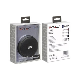Przenośny Głośnik Bluetooth Micro USB Wysokiej jakości przewód 800mAh Srebrny V-TAC VT-6211