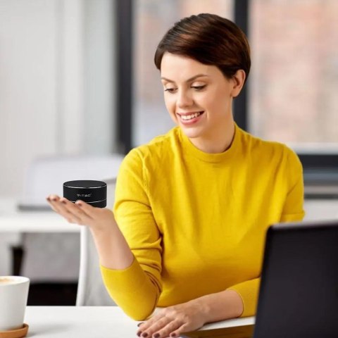 Przenośny Metalowy Głośnik Bluetooth Micro SD Mikrofon 400mAh Czarny V-TAC VT-6133