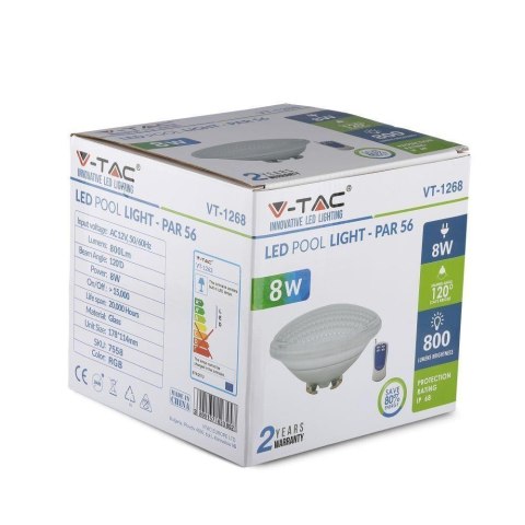 Żarówka LED V-TAC Basenowa 8W PAR56 Remote Control VT-1268 RGB 800lm