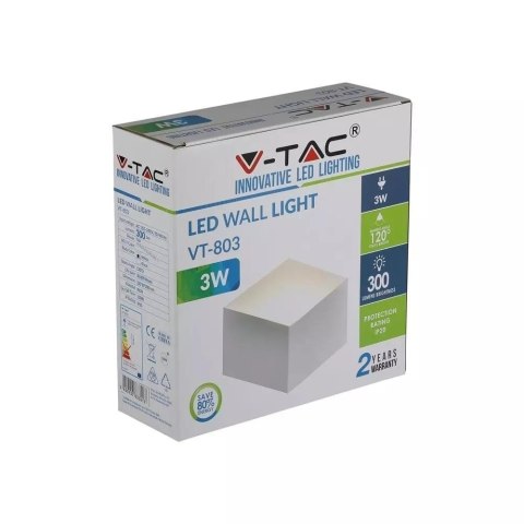 Kinkiet Ścienny V-TAC 3W Bridgelux Chip Biały VT-803 4000K 300lm