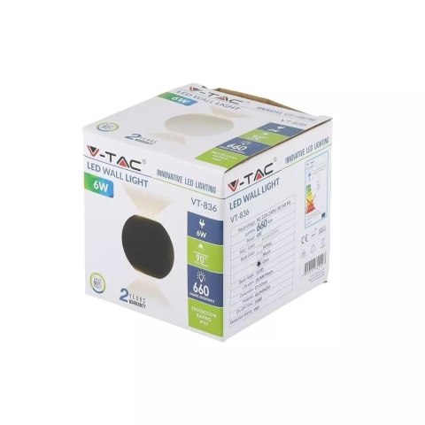 Kinkiet Ścienny V-TAC 6W LED Szary Okrągły IP65 VT-836 4000K 660lm