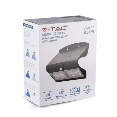 Projektor Solarny 6.8W LED Czarny V-TAC VT-767-7 4000K 800lm