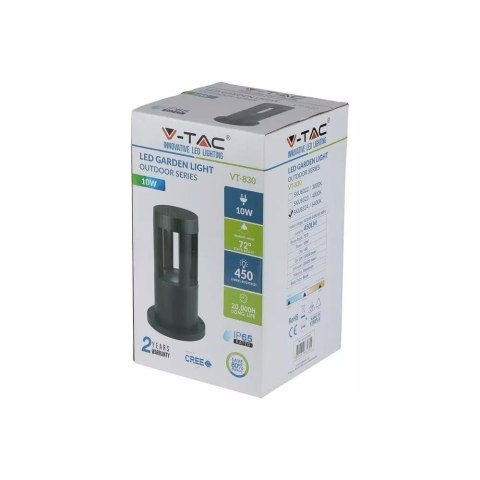 Słupek Ogrodowy V-TAC 10W LED IP65 Czarny 25cm VT-830 4000K 450lm