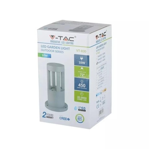 Słupek Ogrodowy V-TAC 10W LED IP65 Szary 25cm VT-830 4000K 450lm