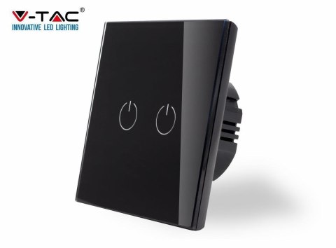 Włącznik Dotykowy Szklany Podwójny Czarny V-TAC VT-5112