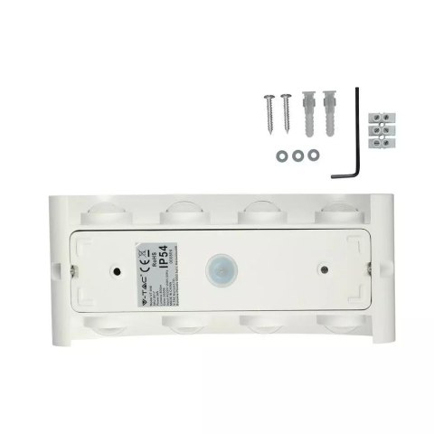 Oprawa Ścienna Góra Dół V-TAC 8W LED Biała IP54 VT-848 3000K 800lm