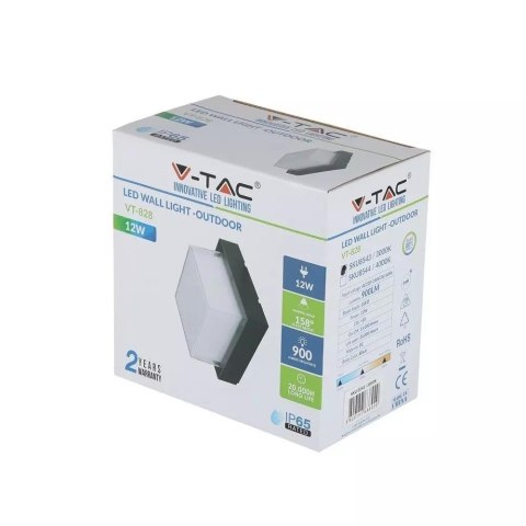 Oprawa V-TAC 12W LED IP65 Czarny Kwadrat VT-828 3000K 900lm