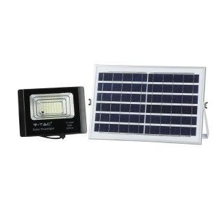 Naświetlacz Projektor LED Solarny V-TAC 12W Czarny IP65, Pilot, Timer VT-25W 4000K 550lm